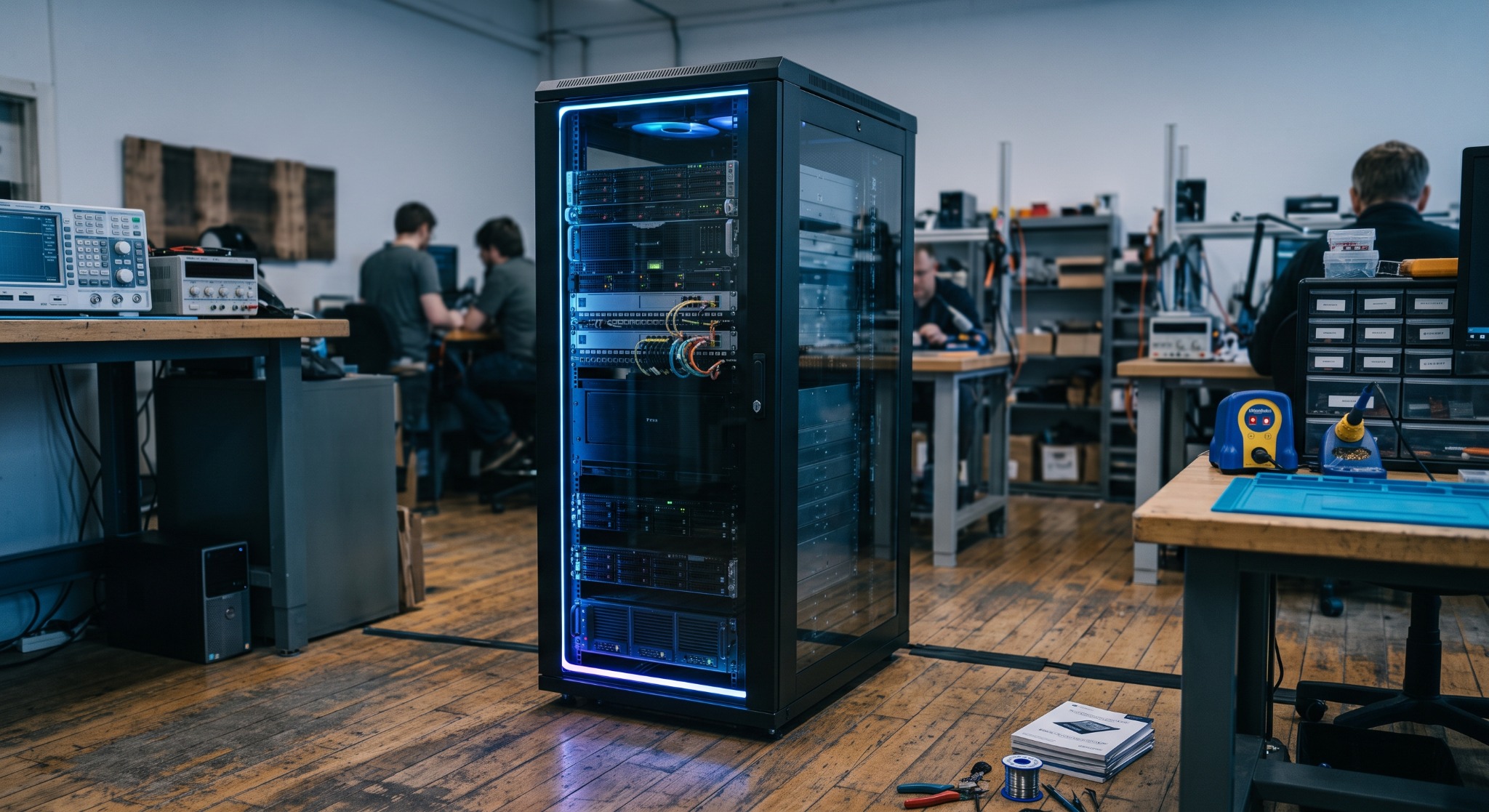 Generated lab vision. This computing scene is illustrative, not WRAITH hardware.